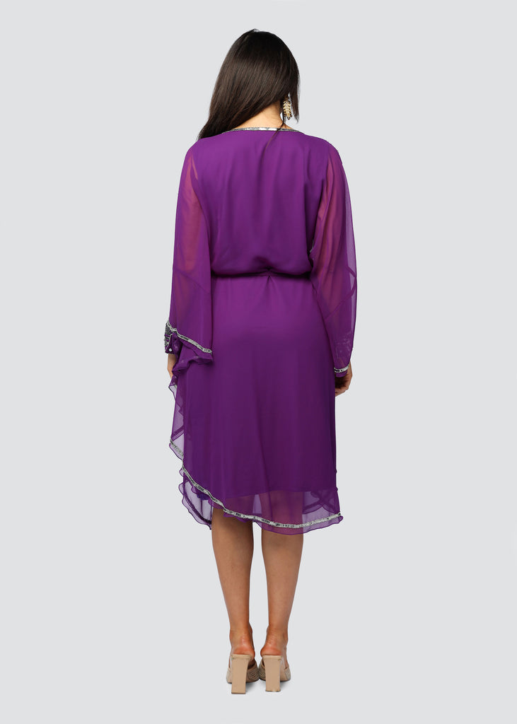 PURPLE WITH SILVER MID KAFTAN